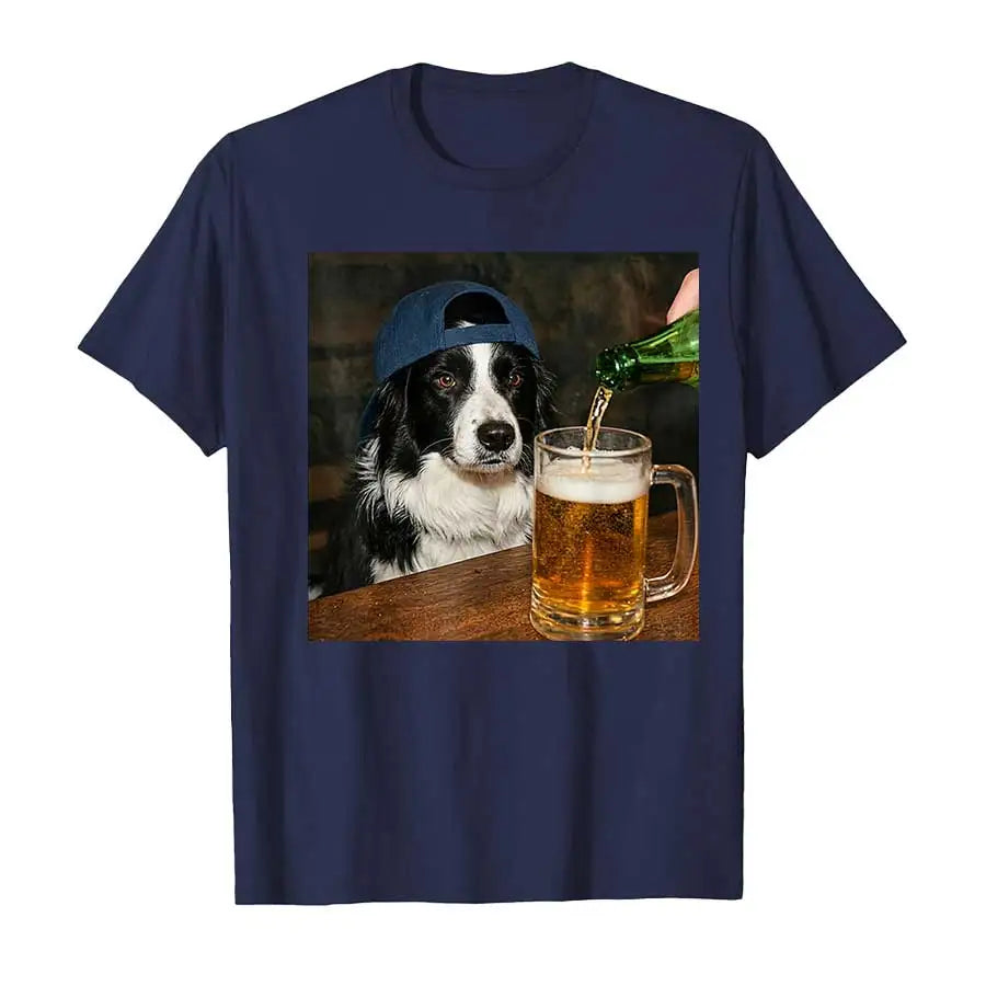 Border Collie Drinking Beer  T-shirt
