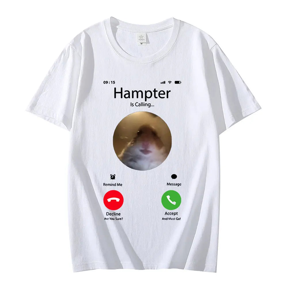 Dank Meme Hamster Staring Front Camera Hampter Calling T-shirt