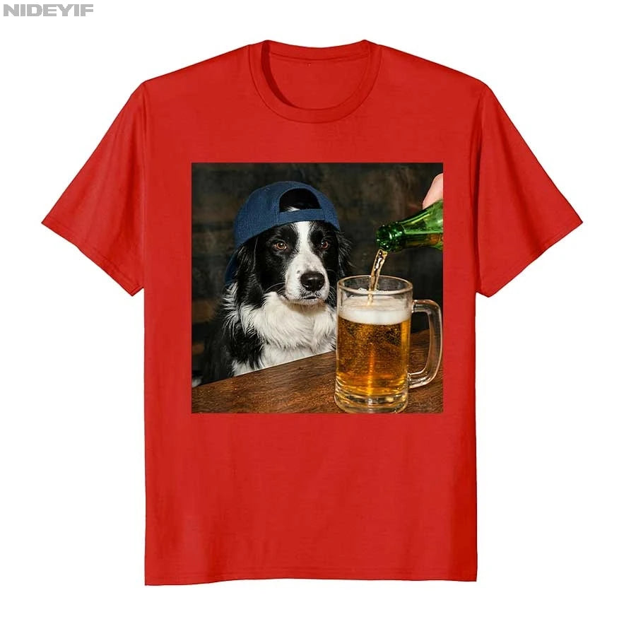 Border Collie Drinking Beer  T-shirt
