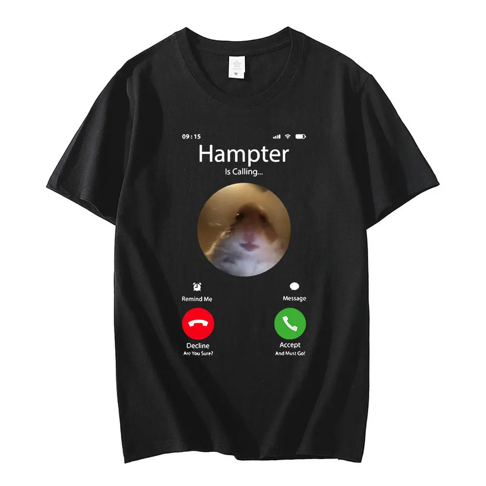 Dank Meme Hamster Staring Front Camera Hampter Calling T-shirt
