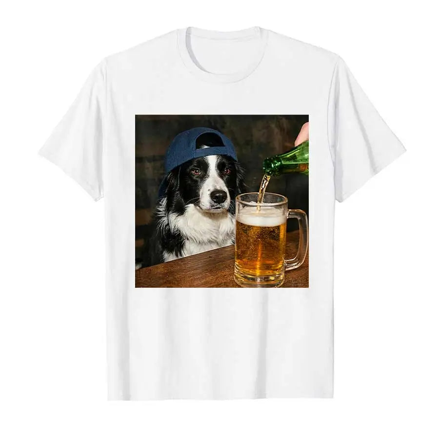 Border Collie Drinking Beer  T-shirt