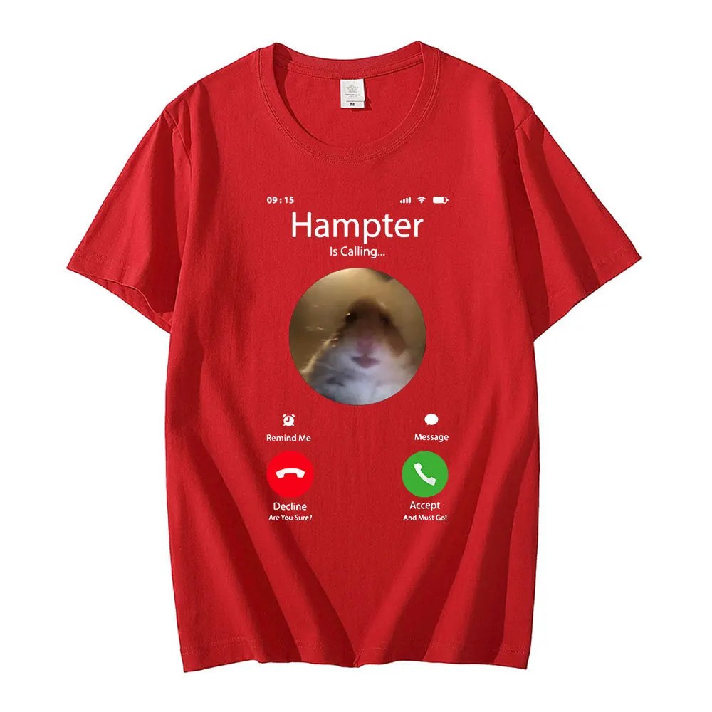 Dank Meme Hamster Staring Front Camera Hampter Calling T-shirt