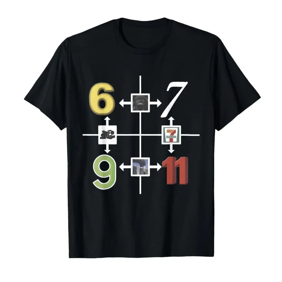6-9 6-7 7-11 9_11 Meme Funny Sayings Gen Z Humor Meme T-shirt