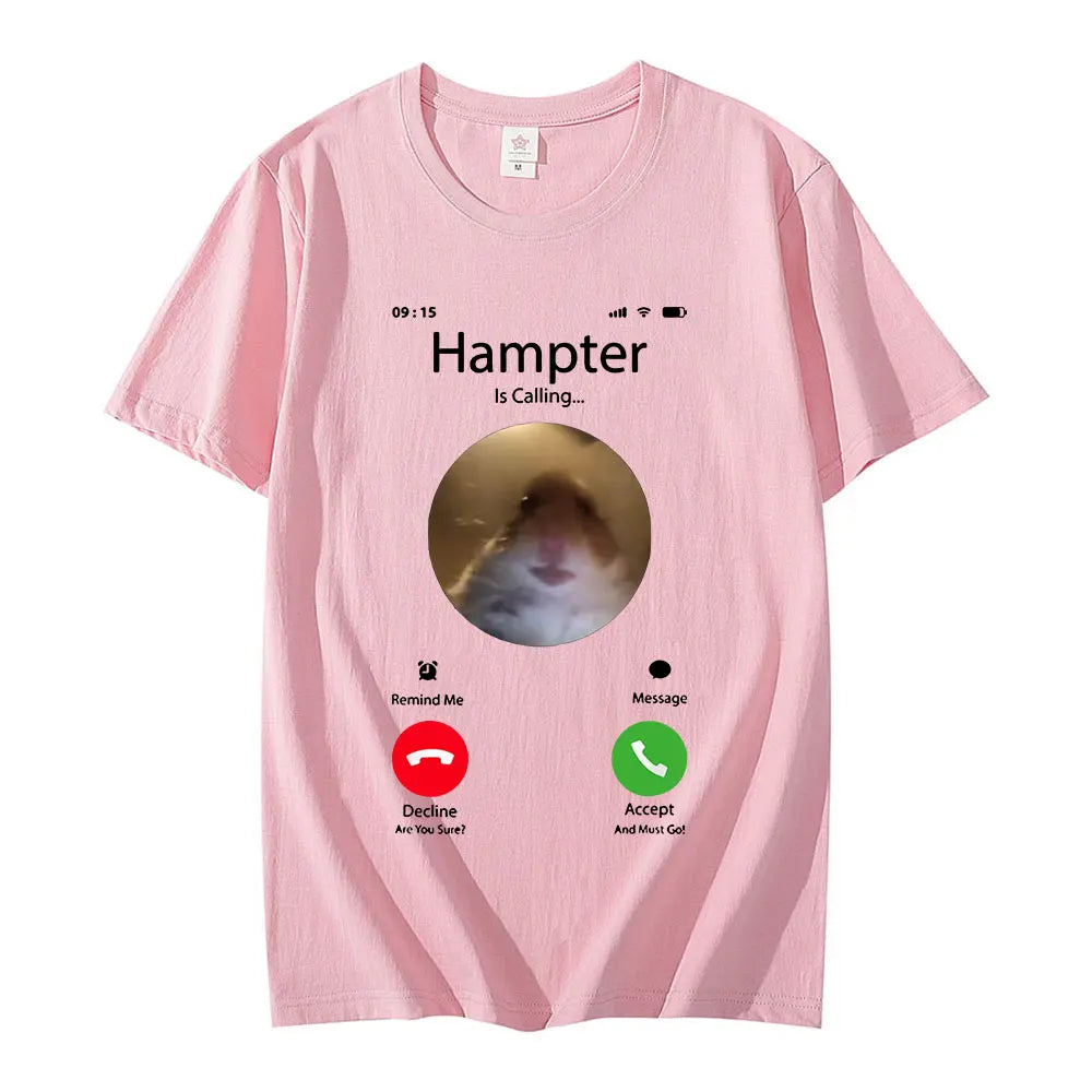 Dank Meme Hamster Staring Front Camera Hampter Calling T-shirt